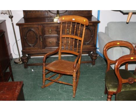 A bobbin turned and bergere rocking chair 