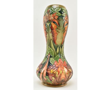 William Moorcroft - Flame of The Forest pattern - a late 20th century ceramic vase designed by Philip Gibson. The vase of bul