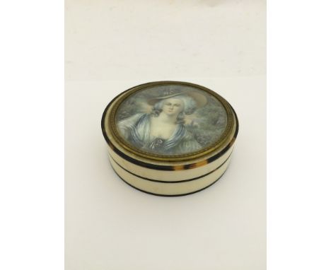 A 19th century ivory and tortoiseshell snuff box