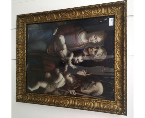 A colour print depicting a religious Renaissance subject, in decorative gilt frame, 55 x 42 cm 
