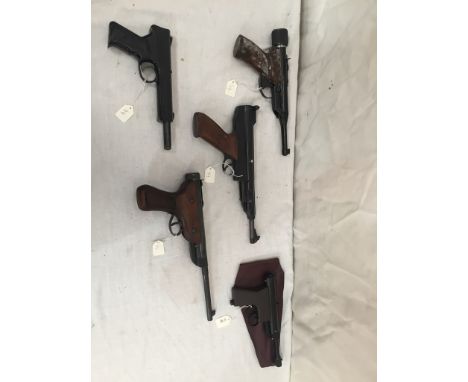 Five vintage air pistols: Diana, HY-Scope etc