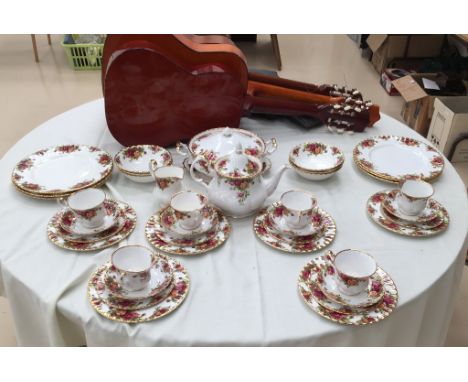A six-setting dinner and tea service: Royal Albert 'Old Country Roses' pattern