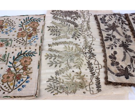 A late Ottoman 19th Century Turkish fine cotton weave towel, embroidered at each end with gold and bronze coloured metallic f