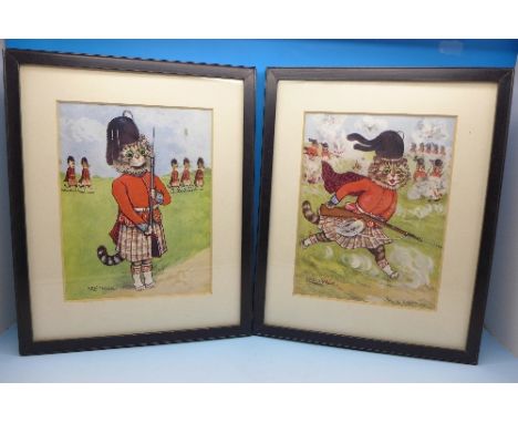A pair of framed Louis Wain pictures