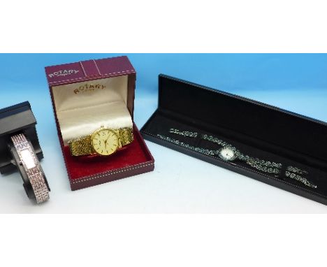 A gentleman's Rotary wristwatch with box and two lady's wristwatches, one with matching bracelet