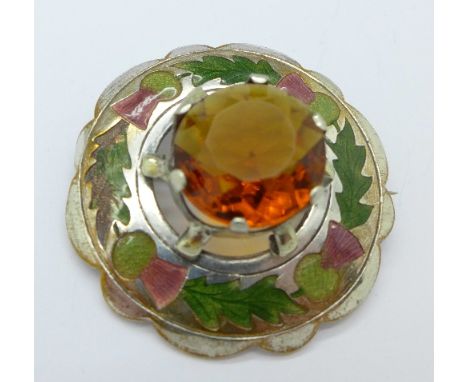 A Scottish brooch with enamel decoration, enamel a/f