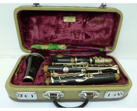 A Selmer Console Steel Ebonite clarinet, cased