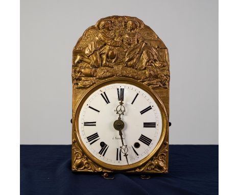 LATE NINETEENTH CENTURY FRENCH COMTOISE WALL CLOCK SIGNED DAVIGNON A SANCERRE, the 9? enamelled Roman dial powered by a weigh