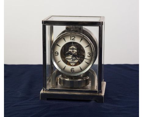 JAEGER-LECOULTRE ATMOS CLASSIC MANTEL CLOCK in chromium plated case, contained in original faux velum case, with booklet 
