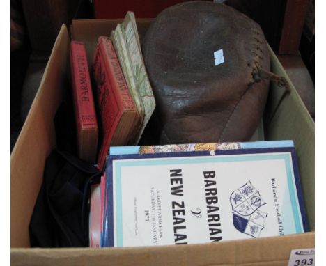 Box of assorted mainly rugby union ephemera to include various rugby programmes including Barbarians v New Zealand 1973, othe