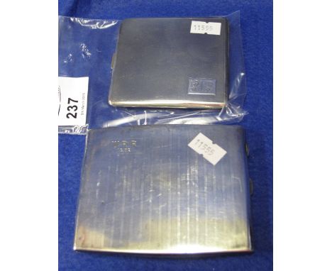 Two silver engine turned cigarette cases, Birmingham hallmarks, 8 ounces Troy approx. (2)