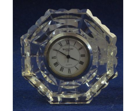 A Waterford lead crystal glass wall mantel clock with Roman numerals. 