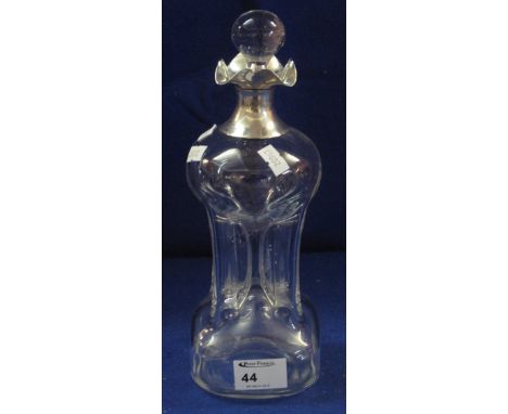 Early 20th Century waisted glass decanter with silver mount and glass stopper.  CONDITION REPORT: General wear but no obvious