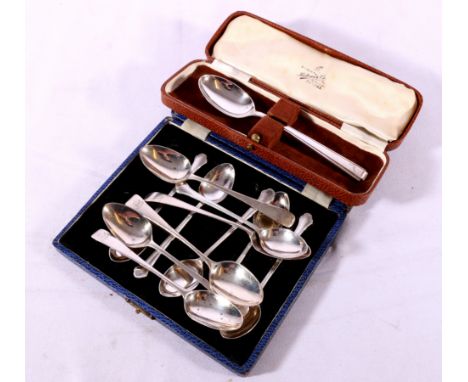 Set of six silver teaspoons, cased, a silver spoon, Sheffield and a further five silver spoons.