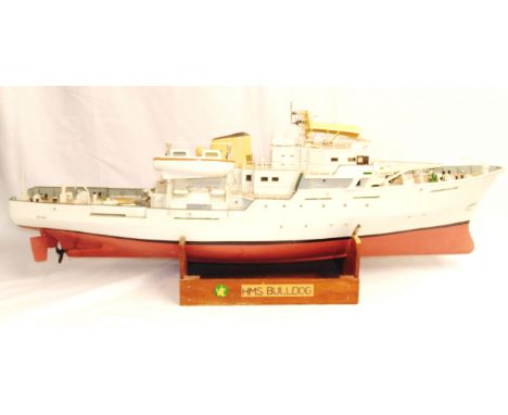 Scale built model of HMS Bulldog, 117cm long.