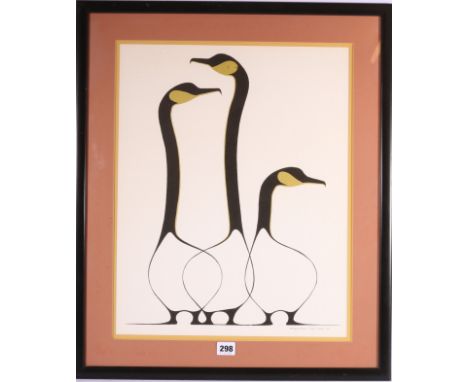 BENJAMIN CHEE CHEE (1944-1977)Three GeeseLithographic print, signed and dated 74, 49cm x 39cm