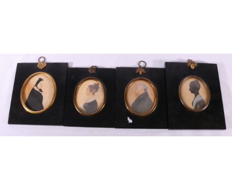 Three portrait miniatures and a silhouette (4).