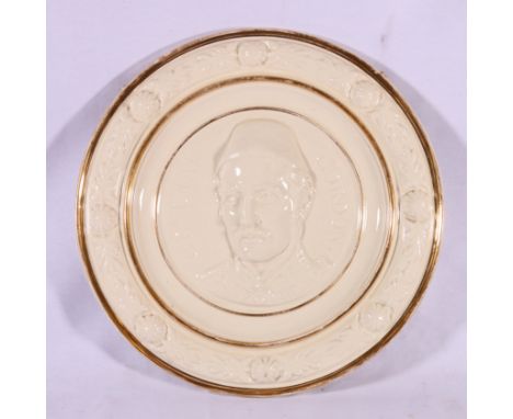 Ceramic plaque depicting General Gordon, 41cm diameter.