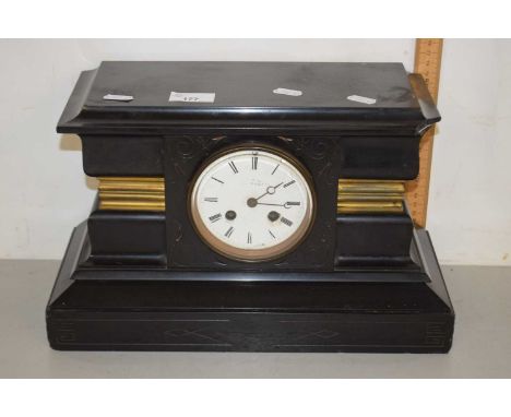 Victorian block slate cased mantel clock