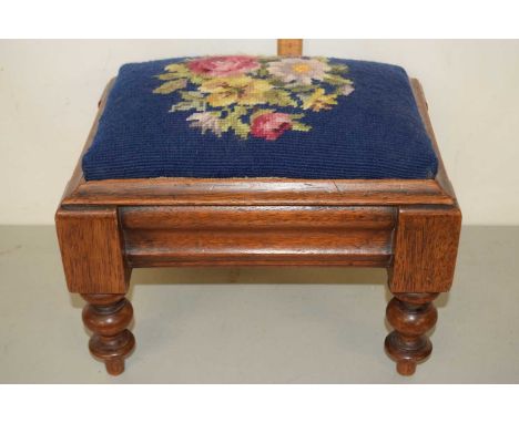 Small footstool with tapestry covering