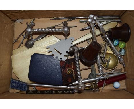 Box of mixed items to include dressing table mirror, nut cracker etc