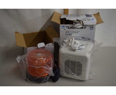 A Blaupunkt air cooler cube together with a vehicle beacon light