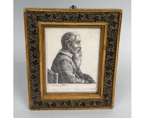 ATTRIBUTED TO WALLERANT VAILLANT (1623-1677): A PENCIL DRAWING OF A SEATED GENTLEMAN WITH LONG BEARD15cm x 12cmFramed and gla