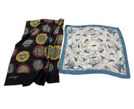 A LIBERTY AND CO DUCK SILK SCARF ALONG WITH A BETTY JACKSON LONDON SCARFProvenance: Property of Kathryn Samuel, Telegraph Fas