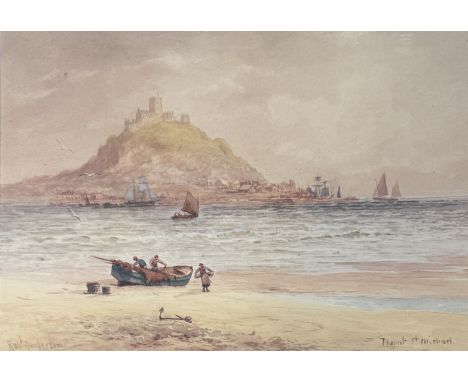 ROBERT ANDERSON (1842-1885): A WATERCOLOUR PAINTING ON PAPER DEPICTING ST MICHAEL'S MOUNT36cm x 24cmFramed and glazed