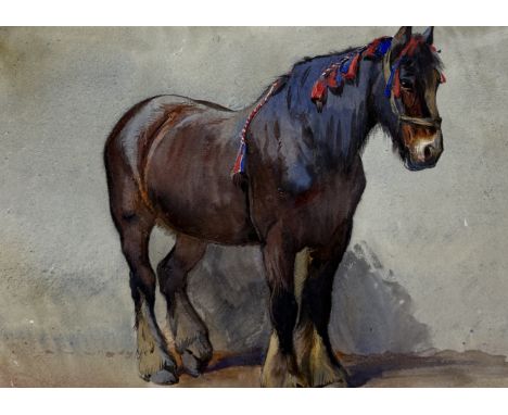 ALFRED CROWDY LOVETT C.B.E (BRITISH 1862-1919): A WATERCOLOUR PAINTING ON PAPER DEPICTING A PORTRAIT OF A SHIRE MILITARY WAR 