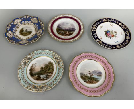 A GROUP OF FIVE PORCELAIN PLATES TO INCLUDE DAVENPORT, LONGPORT STAFFORDSHIRE AND SPODELargest 25cm D