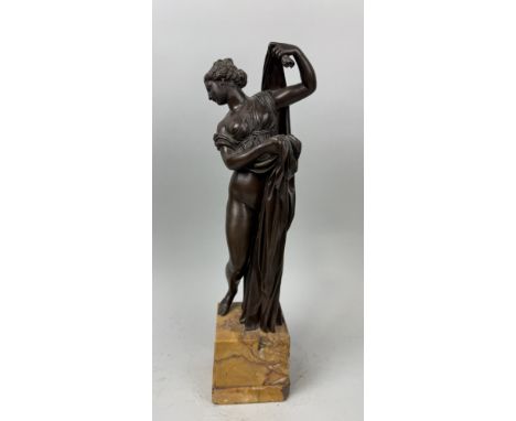 AFTER FRANCESCO RIGHETTI (ROME 1747-1819): A 19TH CENTURY BRONZE SCULPTURE OF THE CALLIPYGIAN VENUS37cm HOn antique Sienna ma