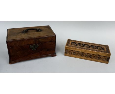 EDMUNDE NYE: A TUNBRIDGE WARE BOX ALONG WITH A CADDYTunbridge box 24cm L