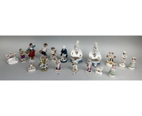 A COLLECTION OF PORCELAIN FIGURES TO INCLUDE CHELSEA, MEISSEN16cm H