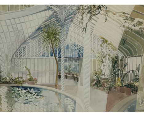 OLWEN JONES R.W.S (B.1945): A LARGE WATERCOLOUR PAINTING ON PAPER 'LIGHT CURVES AND LILLIES'57cm x 42cmFramed and glazed.Prov