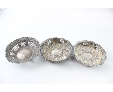 THREE .925 STERLING SILVER PIN/TRINKET DISHESWeight: 60gms