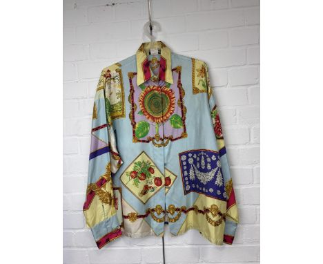 A VINTAGE VERSACE WOMAN'S SILK SHIRTProvenance: Property of Kathryn Samuel, Telegraph Fashion Editor, who nurtured young desi