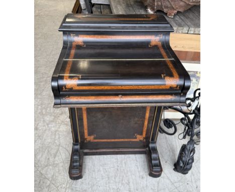 A VICTORIAN DAVENPORT WITH BURR WALNUT INLAY85cm H