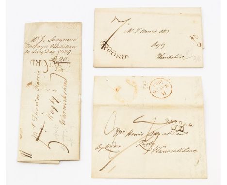 Entire x3 from OXFORD - Various dates and with three different marks. : June 1789 Embossed four pence paper with black Ten Pe