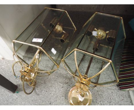 Two modern hexagonal lamp fittings