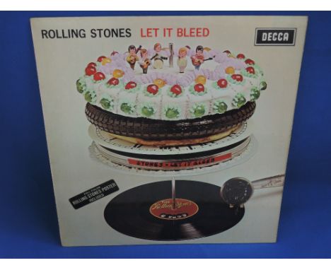 Rolling Stones - Let it Bleed - Decca - Mono -KL 5025 - with poster red insert. Let it Bleed Cover - stickered - with poster 