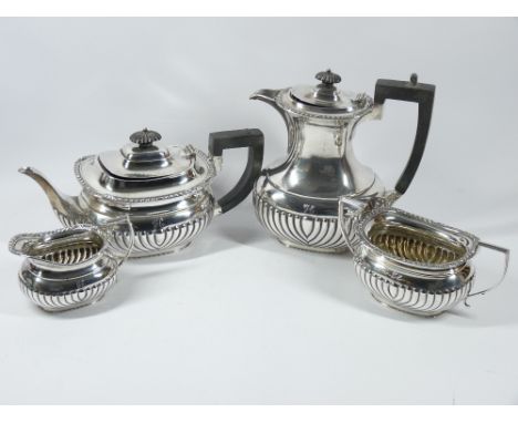 FOUR PIECE SILVER TEA SERVICE, Sheffield 1924, maker R F Mosley &amp; Co comprising teapot, coffee pot, milk jug and two-hand