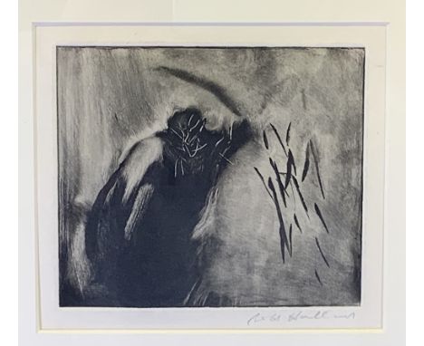 HARRY HOLLAND monotype print - entitled verso 'Stroke' on Martin Tinney Gallery label, 1987, signed, 15 x 17cms Provenance: p