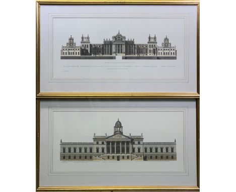 ARCHITECTURAL TYPE PRINTS (2) - The General Front of Blenheim Castle and another similar print, 32.5 x 72cms 