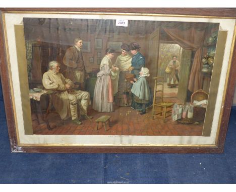 A wooden framed Print titled 'The First Born' printed by Robinson Ltd Bristol. 32 1/4" x 21 3/4".