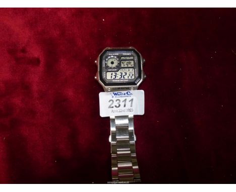A Casio liquid crystal display World Time Illuminator 10 year battery gentleman's Watch in running condition at time of catal