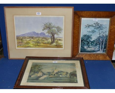 Three framed and mounted Prints to include; one titled 'Mt. Sonder, Macdonnell Ranges' by Albert Namatjira, a Roland Hilder p