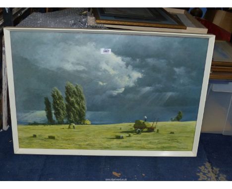 A framed David Shepherd Print titled 'The Last Bales'. 30 3/4" x 20 3/4".