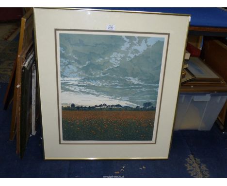 A large framed and mounted Limited Edition Print (36/250) titled 'Sky April', signed lower right 'Greenwood'. 26 3/4" x 30".