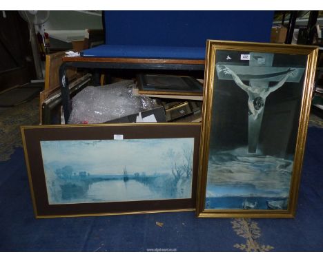 Two framed Prints to include; one by J.M.W Turner titled 'Chichester Canal', the other by Salvador Dali titled 'Christ of Sai